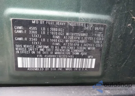 2014 Subaru Outback 2.5I Premium z USA, uszkodzony, nr VIN 4S4BRBCC6E3231485